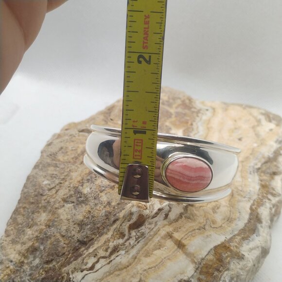 Espo Joseph Esposito Sterling Silver Rhodochrosite Cuff Bracelet - Picture 4 of 9